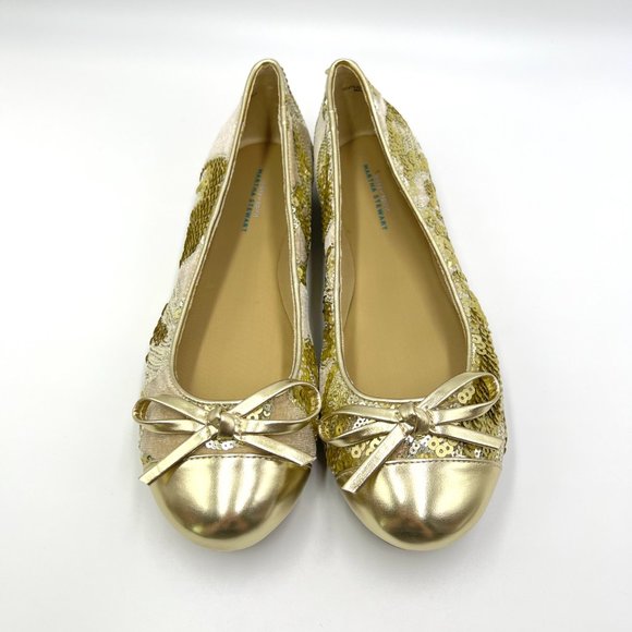 Easy Spirit X Martha Stewart Size 7 Gail Metallic Gold Sequin Ballet Flats Shoes - Picture 2 of 14